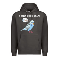Smoke parakeet bird biting finger funny i only look calm Premium Hoodie - linhVisuals