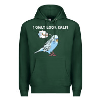 Parakeet Bird Biting Finger Funny I Only Look Calm Premium Hoodie | Teevron