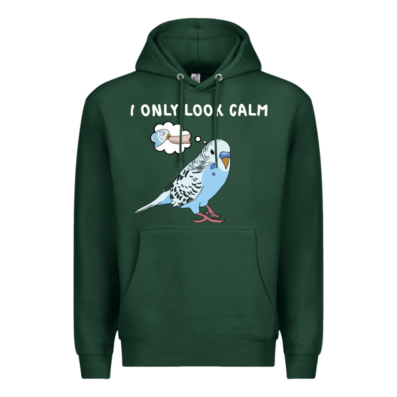 Parakeet Bird Biting Finger Funny I Only Look Calm Premium Hoodie by linhVisuals | Teevron