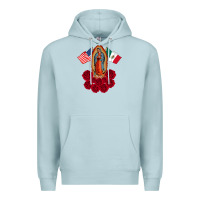 Blue Mist our lady virgen de guadalupe mexican american flag holiday Premium Hoodie - linhVisuals