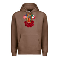 Chestnut our lady virgen de guadalupe mexican american flag holiday Premium Hoodie - linhVisuals