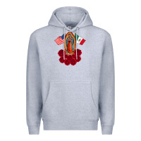 Heather Grey our lady virgen de guadalupe mexican american flag holiday Premium Hoodie - linhVisuals