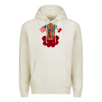 Oatmeal Heather our lady virgen de guadalupe mexican american flag holiday Premium Hoodie - linhVisuals