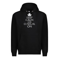 Black keep calm and cowgirl horse Premium Hoodie - linhVisuals