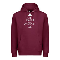 Burgundy keep calm and cowgirl horse Premium Hoodie - linhVisuals