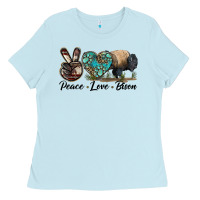 Baby Blue Peace lLve Bison Ladies Tee - LillyAllenDesigns