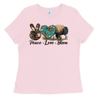 Bubblegum Pink Peace lLve Bison Ladies Tee - LillyAllenDesigns