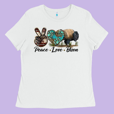 Peace Llve Bison Ladies Tee Designed By Lillyallendesigns