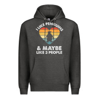 Charcoal Heather i like penguins and 3 people vintage Premium Hoodie - linhVisuals