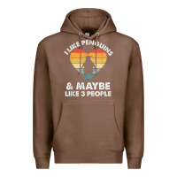 Chestnut i like penguins and 3 people vintage Premium Hoodie - linhVisuals