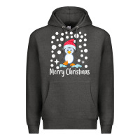 Charcoal Heather penguin merry christmas with snow Premium Hoodie - linhVisuals