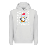 Dove Grey penguin merry christmas with snow Premium Hoodie - linhVisuals