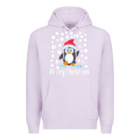 Lilac penguin merry christmas with snow Premium Hoodie - linhVisuals