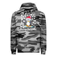 Slate Camo penguin merry christmas with snow Premium Hoodie - linhVisuals