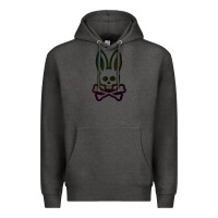 Charcoal Heather psychedelic bunny easter day, qsycho bunnies, easter 2022 Premium Hoodie - linhVisuals