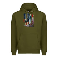 Army Green patriotic horse american flag   horse vintage Premium Hoodie - linhVisuals