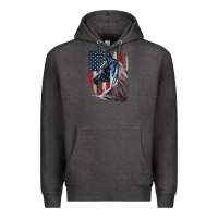 Charcoal Heather patriotic horse american flag   horse vintage Premium Hoodie - linhVisuals
