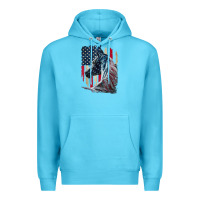 Ocean Blue patriotic horse american flag   horse vintage Premium Hoodie - linhVisuals