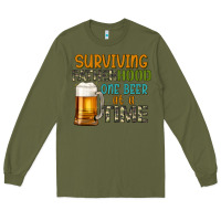 Army Green surviving fatherhood one beer at a  time Long Sleeve Tee - Artiststas