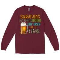 Burgundy surviving fatherhood one beer at a  time Long Sleeve Tee - Artiststas