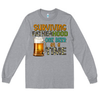 Heather Grey surviving fatherhood one beer at a  time Long Sleeve Tee - Artiststas