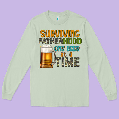 Surviving Fatherhood One Beer At A  Time Long Sleeve Tee Designed By Artiststas