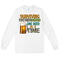 White surviving fatherhood one beer at a  time Long Sleeve Tee - Artiststas