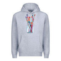 Heather Grey Paint Brushes Premium Hoodie - linhVisuals