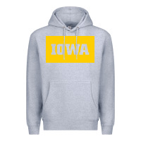 Heather Grey University of Iowa, UIowa, Iowa, apparel Premium Hoodie - linhVisuals