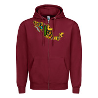Burgundy Guerrero Mexico Serape Cactus Sunflower Map Zipper Hoodie - RanaPortraitStore