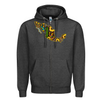 Charcoal Heather Guerrero Mexico Serape Cactus Sunflower Map Zipper Hoodie - RanaPortraitStore
