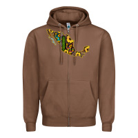 Chestnut Guerrero Mexico Serape Cactus Sunflower Map Zipper Hoodie - RanaPortraitStore