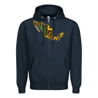 Navy Guerrero Mexico Serape Cactus Sunflower Map Zipper Hoodie - RanaPortraitStore