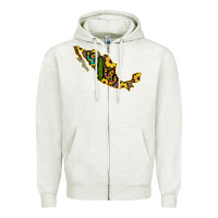 Oatmeal Heather Guerrero Mexico Serape Cactus Sunflower Map Zipper Hoodie - RanaPortraitStore