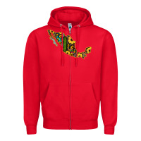 Red Guerrero Mexico Serape Cactus Sunflower Map Zipper Hoodie - RanaPortraitStore