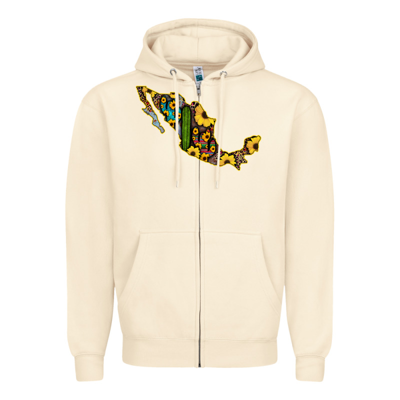 Guerrero Mexico Serape Cactus Sunflower Map Zipper Hoodie by RanaPortraitStore | Teevron