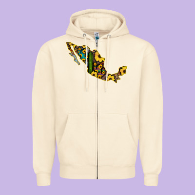 Guerrero Mexico Serape Cactus Sunflower Map Zipper Hoodie Designed By Ranaportraitstore