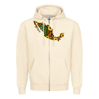 Sandshell Guerrero Mexico Serape Cactus Sunflower Map Zipper Hoodie - RanaPortraitStore