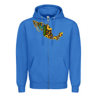 True Royal Guerrero Mexico Serape Cactus Sunflower Map Zipper Hoodie - RanaPortraitStore