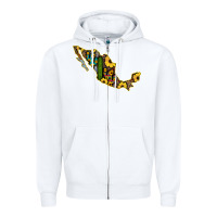 White Guerrero Mexico Serape Cactus Sunflower Map Zipper Hoodie - RanaPortraitStore