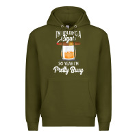 Army Green cigar smoking tshirt smoking whiskey drinking dad tee gift Premium Hoodie - linhVisuals