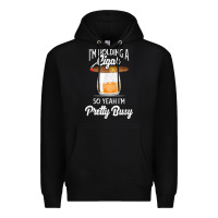 Black cigar smoking tshirt smoking whiskey drinking dad tee gift Premium Hoodie - linhVisuals