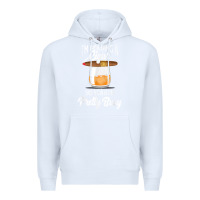 White cigar smoking tshirt smoking whiskey drinking dad tee gift Premium Hoodie - linhVisuals