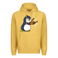 Antique Gold penguin playing violin animal Premium Hoodie - linhVisuals