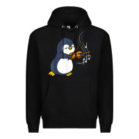Black penguin playing violin animal Premium Hoodie - linhVisuals