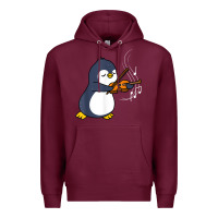 Burgundy penguin playing violin animal Premium Hoodie - linhVisuals