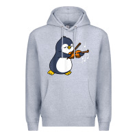 Heather Grey penguin playing violin animal Premium Hoodie - linhVisuals