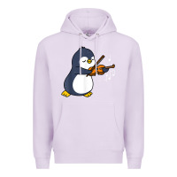 Lilac penguin playing violin animal Premium Hoodie - linhVisuals