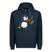 Navy penguin playing violin animal Premium Hoodie - linhVisuals