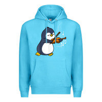Ocean Blue penguin playing violin animal Premium Hoodie - linhVisuals